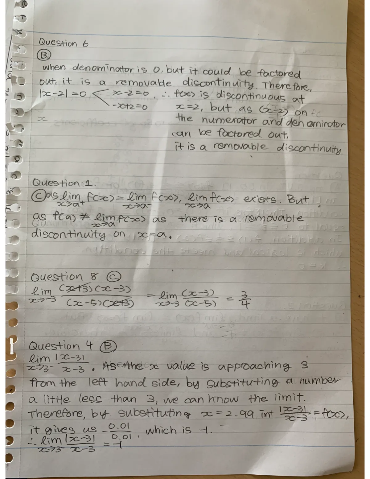 Scanned page 1 of the student's test
