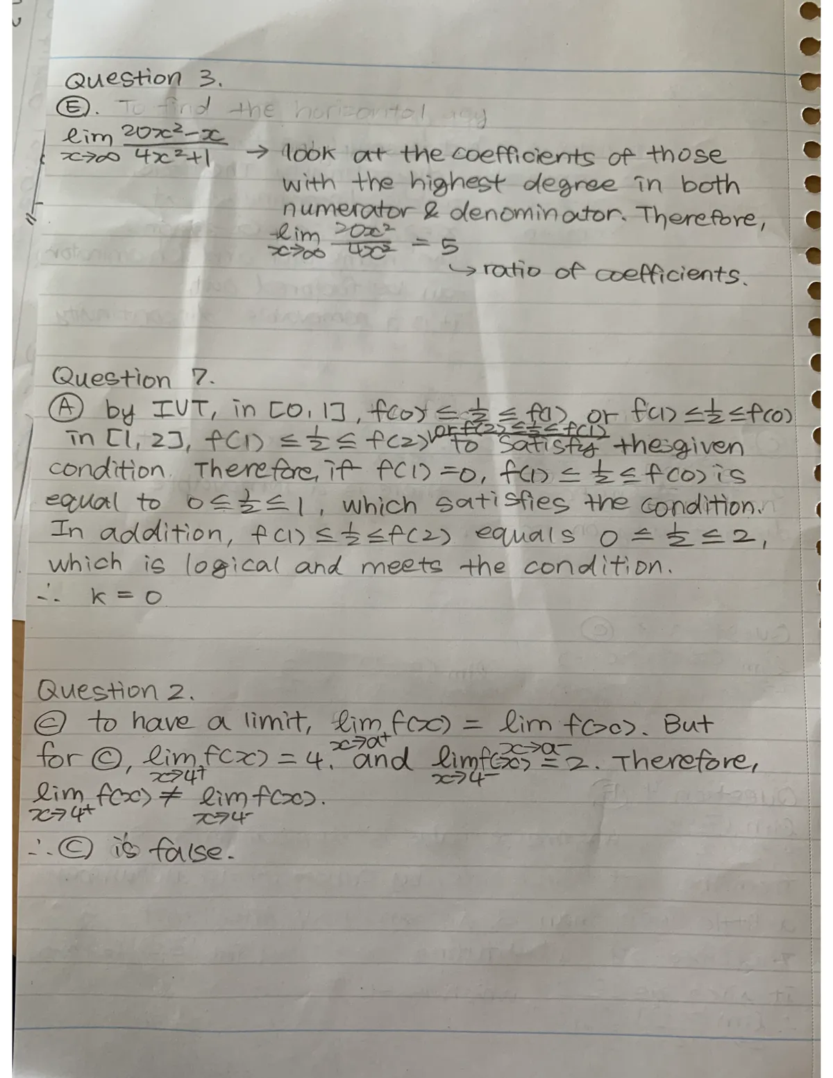 Scanned page 2 of the student's test